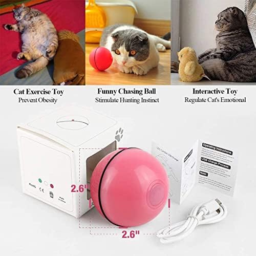 Интерактивна играчка со мачки со LED светло, 360 степени само автоматско ротирачки интелигентен топка, паметен USB -полнеж што може