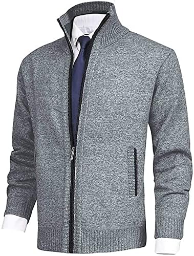Џемпер за мажи и зимска машка мода лабава кардиган топла јакна џемпер стојат јака плетење палто џемпери