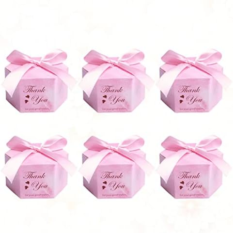 60 парчиња Благодарам Фаворизира Бебе Чоколадо Шестоаголна Случај Розова Роденден Писмо Добрите Со Лекување Свадба Туш Подарок Партија Лак Нот