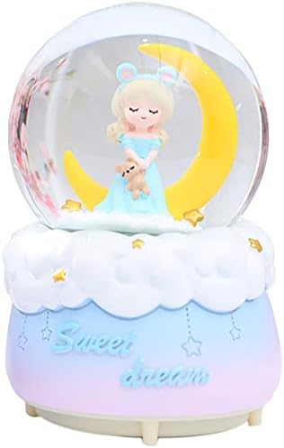 Снежен глобус, цртан филм Божиќна снежна куќа, автоматска снегулка со спреј ротирачки кристална топка со промена на бојата, подароци