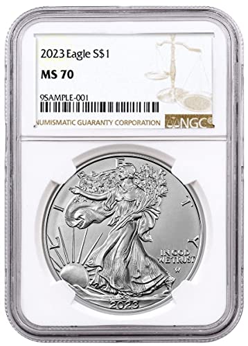 2023 Сребрен орел кафеав етикета долар MS70 NGC