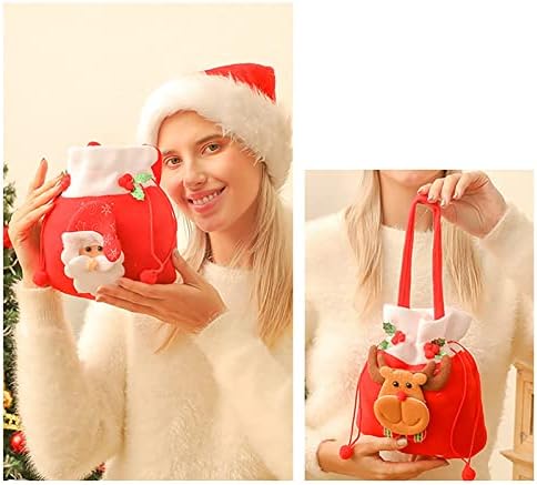 Божиќна Торба За Бонбони Божиќна Ткаенина Торби За Подароци Торба ЗА Завиткување 3д Божиќни Торби За Подароци Торбичка За Чување Бонбони
