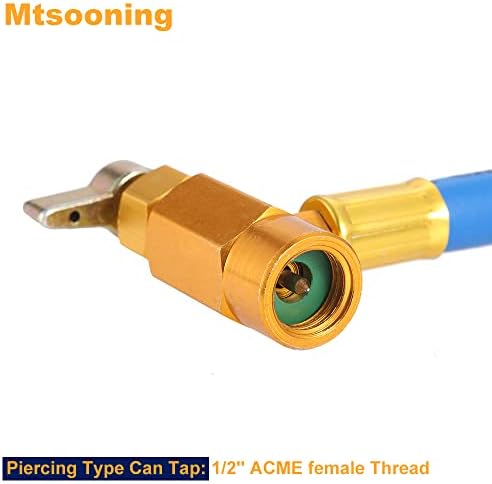 MTSOONING R134A AC Комплет за црево за полнење, ладење за полнење може да се допре со мерач 1/4 'SAE FEMALE FEALLE за R12 R22 порта