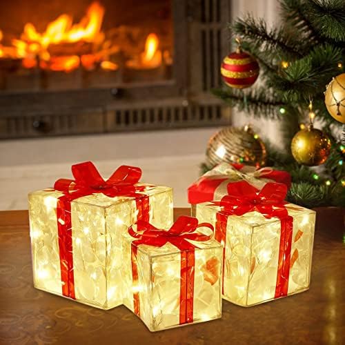 Месио Божиќна Блескава Декорација Подарок Кутија Украс Со Лак Божиќна Кутија За Осветлување Надворешно Осветлување Божиќна Кутија