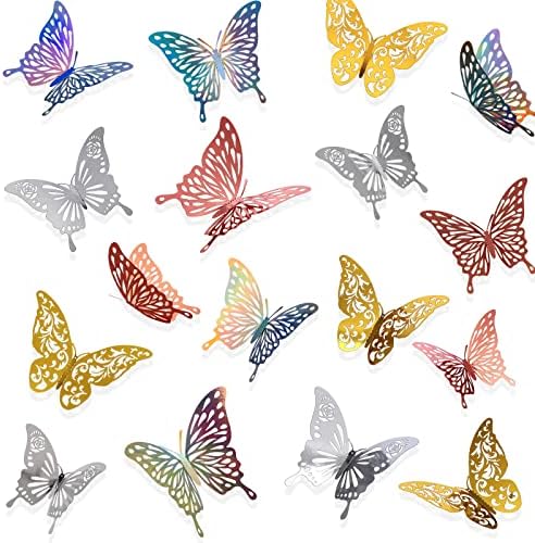 HMASYO 48Pcs 3d Пеперутка Ѕид Декор Налепници-3 Големини 4 Стилови Сјајна Пеперутка Украси За Роденденска Забава Бебе Туш Свадбена Торта,