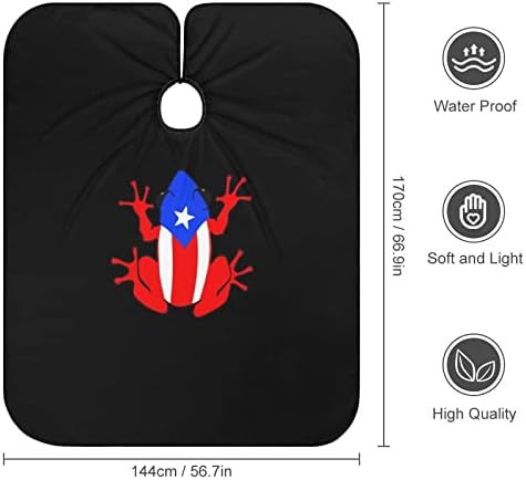 Порторико Знаме Жаба Водоотпорна Фризура Кејп Барбер Наметка За Сечење Коса со Прилагодливо Затворање Предвремено Фризерско Боење