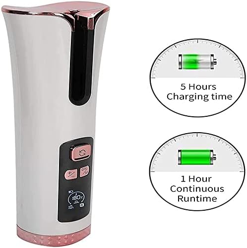 Xiaojialin керамички автоматски виткач на коса, безжичен виткање железо со прилагодлив тајмер за температура, брзо загревање, автоматско виткање на косата со капацитет