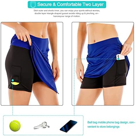 Feenенски тениски тениски тениски здолништа со џебови, долга должина на коленото, долги активни атлетски спортови, скромно обично здолниште