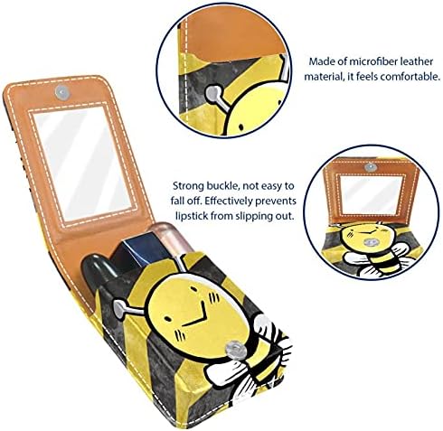Шминка Кармин Случај За Надворешна Пчела Жолта Пренослив Кармин Организатор Со Огледало Дами Мини Шминка Торба Трае До 3 Кармин