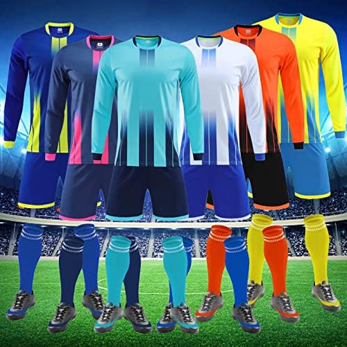 Vipoko Прилагодете го фудбалскиот дрес со долги ракави шорцеви мажи деца персонализирани име Број на фудбалски тим униформа за возрасни/деца