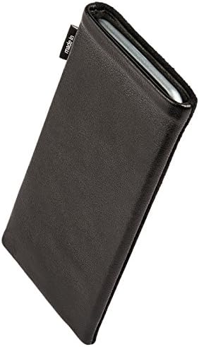 Fitbag Fusion Black/Black Custom прилагодена ракав за Nokia E52. Торбичка за мешавина од кожа Nappa/Suede со интегрирана постава за микрофибер за чистење на дисплејот