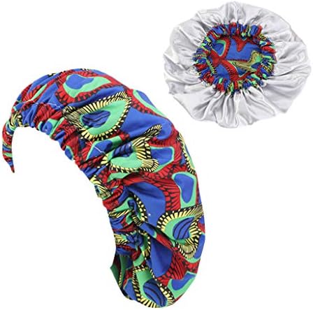 Тотамала жени сатенска наредена свиленкаста капа од африкански печатен двоен слој сон ноќ капа за убавина за спиење капаче за спиење