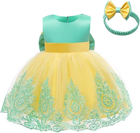 Cmmchaah 0-6t Бебе девојки Пејгант Везење фустани фустани за мали деца, фустан од туту туту фустан со облека со глава