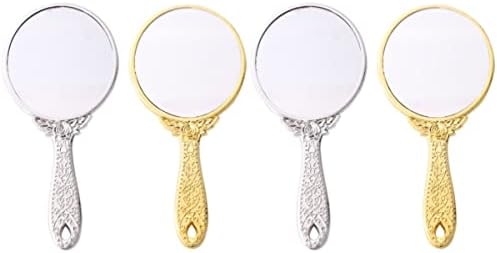 Veemoon 4 парчиња златно рачно рачно огледало гроздобер рачно огледало козметика гроздобер огледало симпатична рака држена огледало огледало