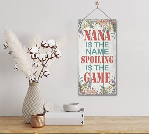 Смешен знак за семејство, Нана е името што го расипува е играта од дрво wallид, знак, печатен знак за уметност од дрво, виси рустикални