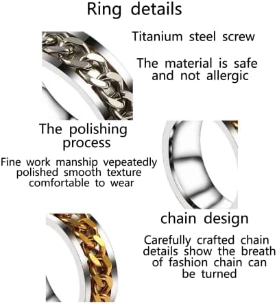Халолорен прстен за вознемиреност од не'рѓосувачки челик за жени мажи Спинер прстен против вознемиреност прстени мирни анксиозни