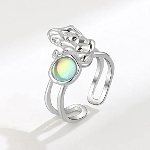 2023 Нов јазол прстен Стерлинг сребрена месечина прстен Прилагодлив виножито месечина прстен синтетички отворен прстен накит