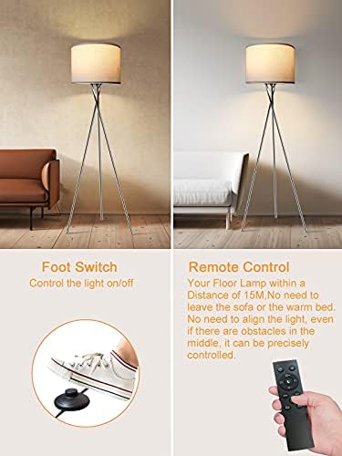 Ламба за подот на стативот, далечински и контрола на допир LED подни ламби 3 Температури во боја Синтензивна ламба за спална соба и подни