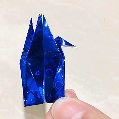 100pcs10cm Кралско сино рефлектирачки оригами хартиени кранови предмеда оригами птици декор роденденска забава фаворизира Божиќна подарок