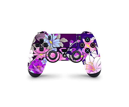 Zoomhitskins PS4 Контролер Кожата, Компатибилен За Playstation 4 Контролер, Виолетова Сина Цвет Неонски Црна Градина Ретро, Трајни, Вклопуваат