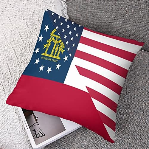 Американско И Грузиско Државно Знаме Комплет Од 2 Навлаки За Перници За Фрлање Квадратни Перници За Перници За Софа Кауч Спална Соба Декоративен