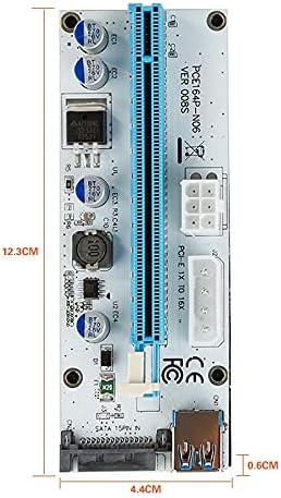 Конектори Tishric Ver008s Riser картичка 3 во 1 Molex 4Pin SATA 6PIN PCIE PCI -E PCI Express Adapter 1x до 16x USB3.0 рударски рудар за