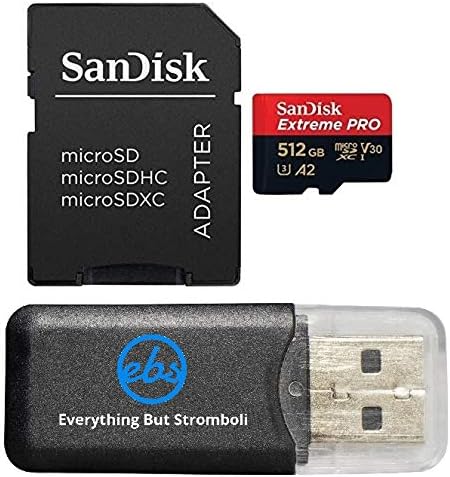 Sandisk 512GB Екстремни Про MicroSD Картичка ЗА DJI Mavic 3 Летаат, Mavic 3 Cine, Mavic 3 Беспилотни Летала U3 V30 4K A2 Пакет Со Сѐ, Но Stromboli
