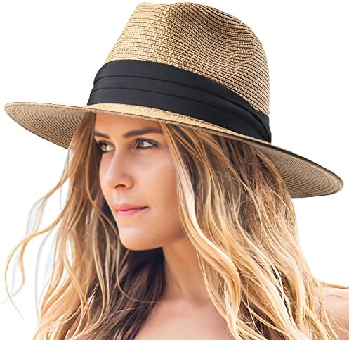 Панама слама капа за жени и мажи, преклопени летни капаци за заштита на сонцето, прилагодлива летна капа широко пакувачка капа.