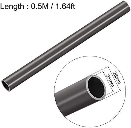 uxcell PVC Цврсто тркалезно цевки, пластична флексибилна цевка за вода 21мм ID x 25mm OD 0,5m, сива