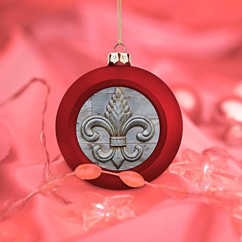 Детали за калај флур-де-лис, Божиќни топчиња украси Постави големи украси на Божиќни дрвја за надворешни работи на отворено во