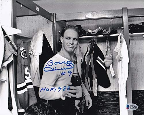 Бекет-Бас Боби Хал Хоф 1983 Автограм потпишан Blackhawks 8x10 Фото фотографија V76780