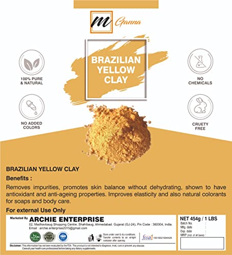 Мгана Природен Бразилски Жолта Глина Во Прав за Анти-стареењето &засилувач; кожата зацврстување, Креми и Сапун Одлуки 1 ФУНТИ / 454 ГМС