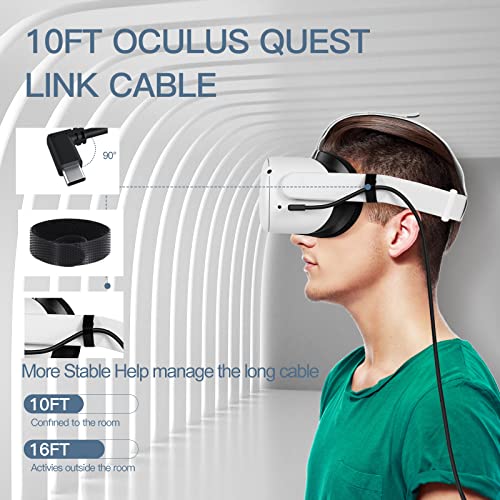 Yrxvw 10ft кабел за врска и контролори за затегнување за Oculus Quest 2