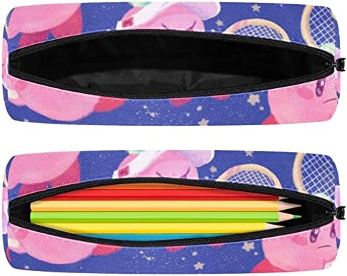 Кутија со моливи на геерот, торбичка за моливи, торба со моливи, естетска торбичка за молив, сина шема на розово животинско тенис
