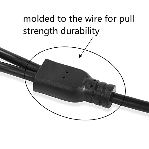PNGKNYOCN десен агол DC кабел за сплитер на напојување 1 женски до 2 машки 5,5 mm x 2,1 mm y Splitter адаптер жица за CCTV камери