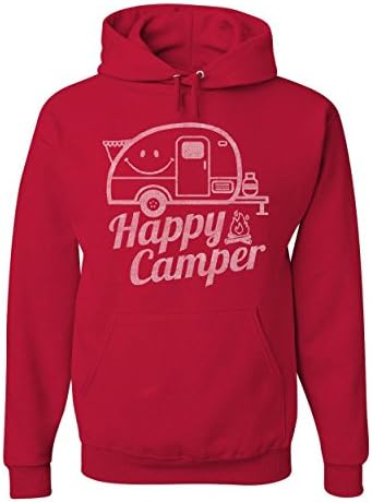 Tee Hunt Happy Camper Hoodie RV туризам кампување лето дуксер за патувања во природа