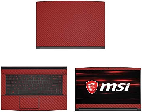 DecalRus - Заштитна декларација за MSI GF63 лаптоп црвено јаглеродно влакно влакно куќиште за покривање на капакот CFMSIGF63RRED