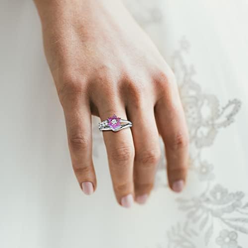 Цветниот опал прстен розов бел оган Опал сребрен позлатен женски накит скапоцен камен за ангажман годишнина од прстенот со големина 6 до