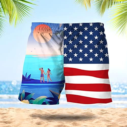 БМИСЕГМ Плажа шорцеви за мажи Пролетни летни летни панталони панталони знаме печатено крпеница спортски машки табли со големина