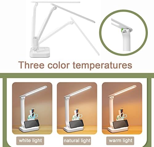 Ламва за биро со USB порта за полнење, ламби за домашна канцеларија, 3 режими во боја, затемнување на затемнување, преклопна