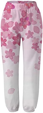 Постелни панталони за жени градиент печати плус големина каприс панталони еластични половини што дишат долги пантацо панталони со