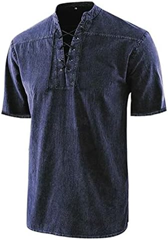 Летни големи и високи кошули за машки ракав против машка готвачка чипка до врзани гроздобер кратки кошули со долги ракави со долги ракави