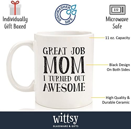 Одлична работа мама смешна кафе кригла - подароци за мама, жени - најдобри подароци за ден на мајки мајки - уникатна идеја за подароци