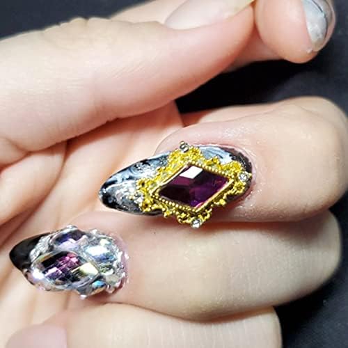 10 парчиња срцеви/ромби кристали rhinestones нокти дијаманти Палас рамка метал декор 3Д шарм додатоци ретро сјајни скапоцени камења j7 -