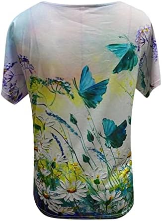 Блуза со кратки ракави за жени есен лето длабоко в вратот градиент графички графички врвови маици девојки сл