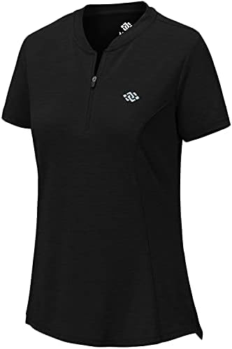 Jinshi женски поло голф кошули Краток ракав 1/4 Zip Pullover без кока без UPF50+ Брзи суви тениски перформанси кошули