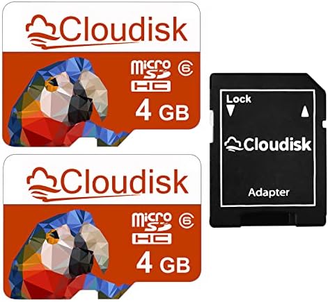 Cloudisk 2pack Micro SD 4gb Картичка MicroSD Мемориска Картичка SDHC C6 Папагал-Премиер со SD Адаптер