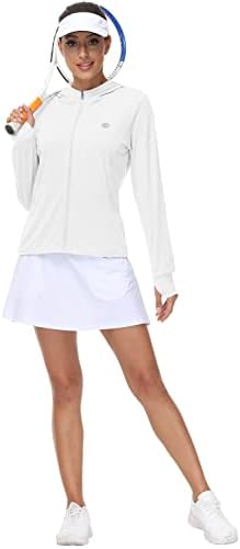 Mofiz Women'sенски целосен поштенски up upf 50+ јакна за заштита на сонцето Худи лесен камо кошула за пешачење со долги ракави тенис