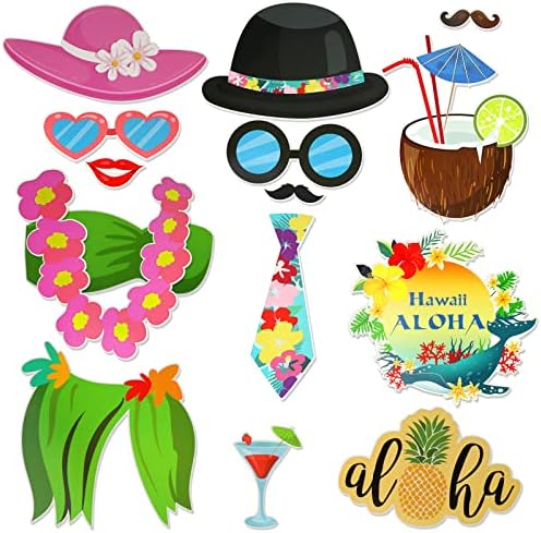 Howaf Hawaf Hawaiian Luau Party Photo штанд реквизити, 30 парчиња летна забава на плажа фотографии за украси за забави во Алоха,