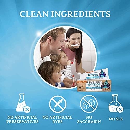 Спринџен Детска паста за заби со ванила флуорид бесплатно за заштита на шуплината и свеж здив - природна SLS бесплатна паста за заби за деца за